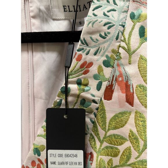 ELLIATT Calaantha Puff Sleeve Mini Dress in Floral Wedding Guest size S NWT - Picture 6 of 7